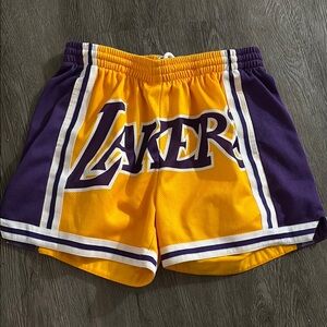 Yellow and Purple Lakers Basketball Shorts